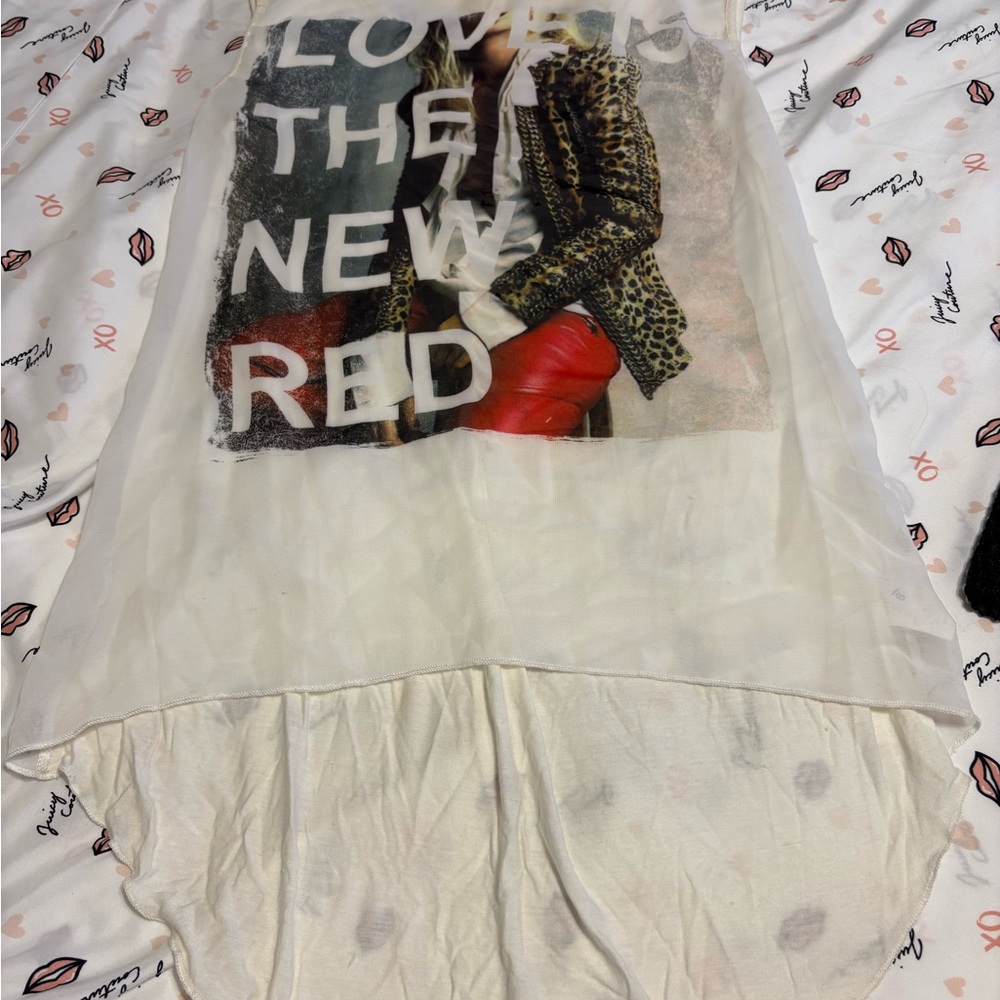 White Graphic High-Low Tank top
